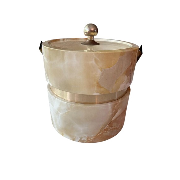 MCM Faux Marble Morgan &Co Ice Bucket | Vintage Bucket Brigade Barware - Picture 7 of 7